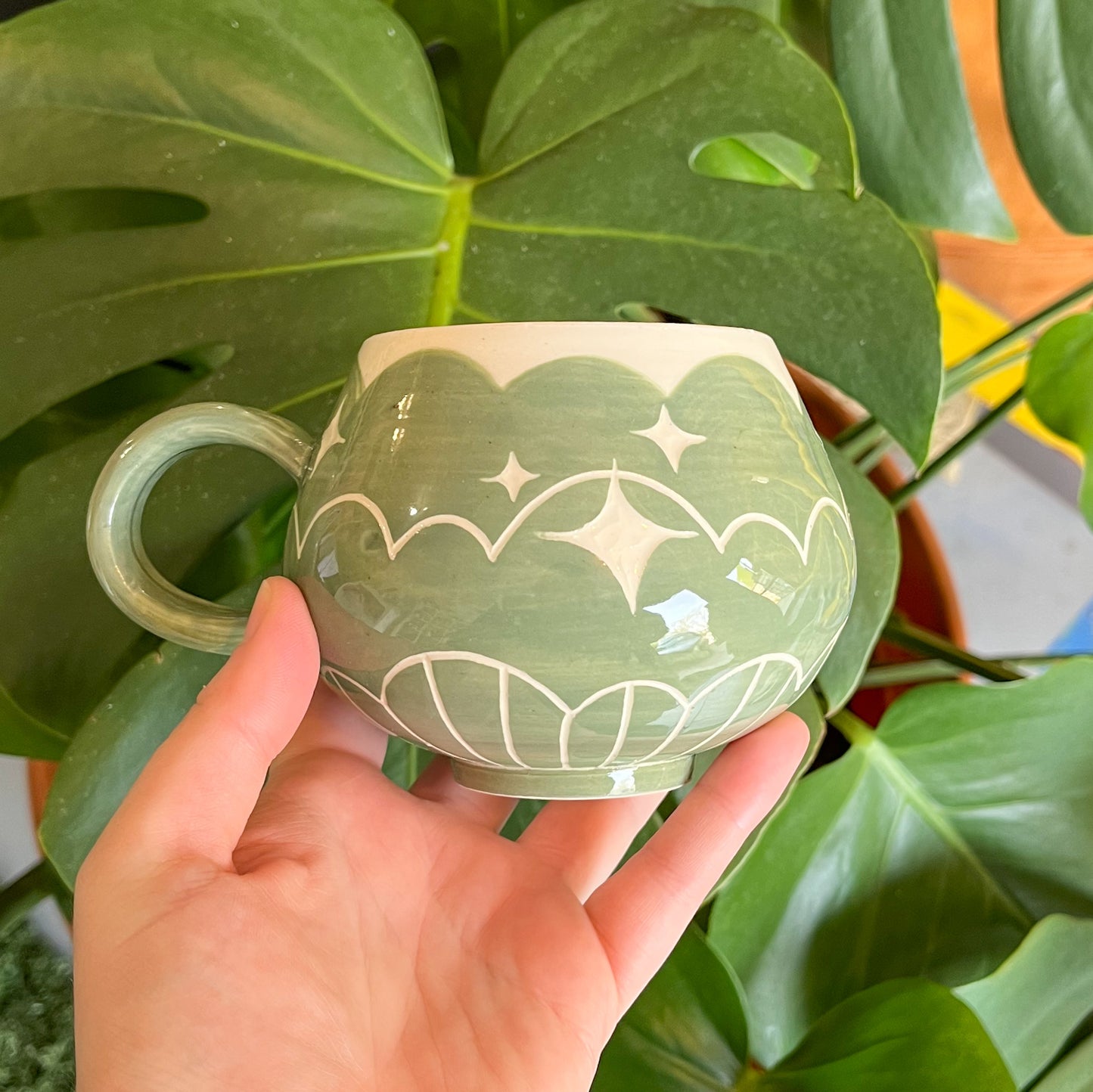 Green Cloud Bottom Mug