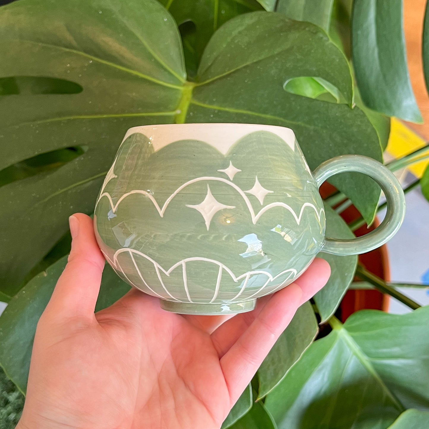 Green Cloud Bottom Mug