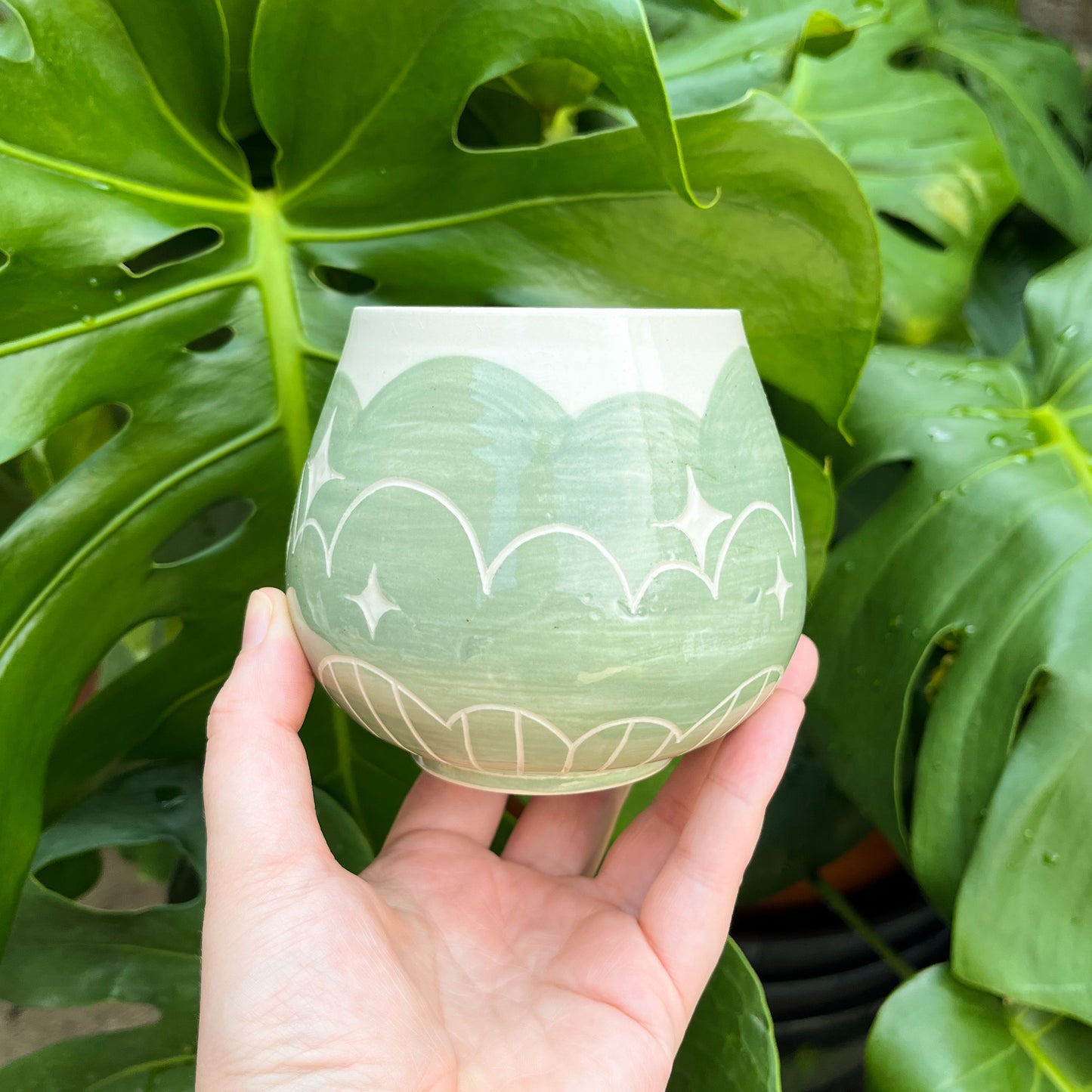 Green Cloud Bottom Mug