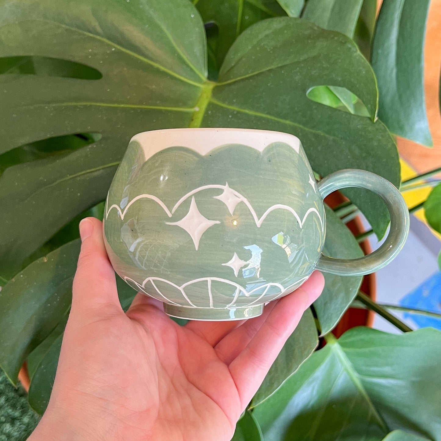 Green Cloud Bottom Mug