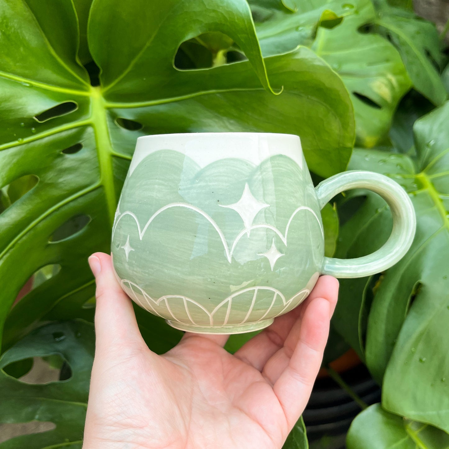 Green Cloud Bottom Mug