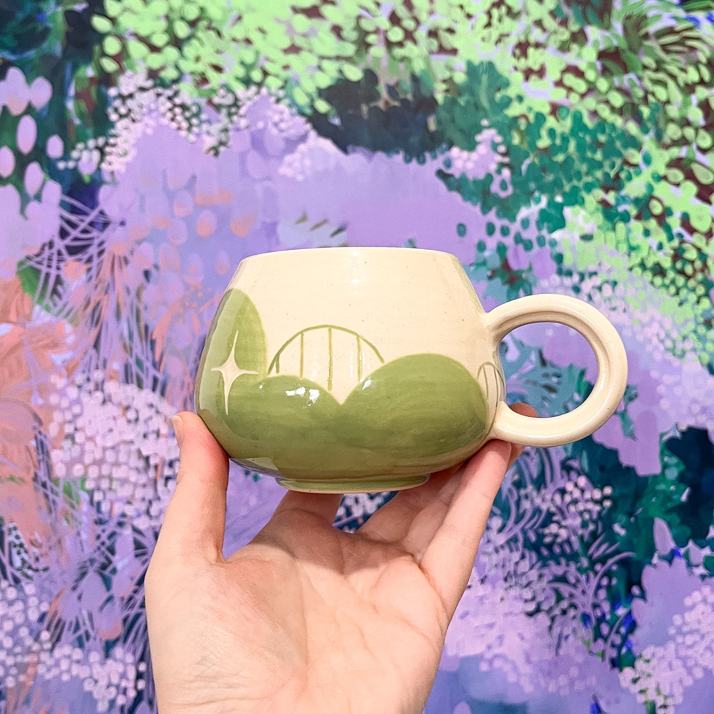 Green Cloud Bottom Mug