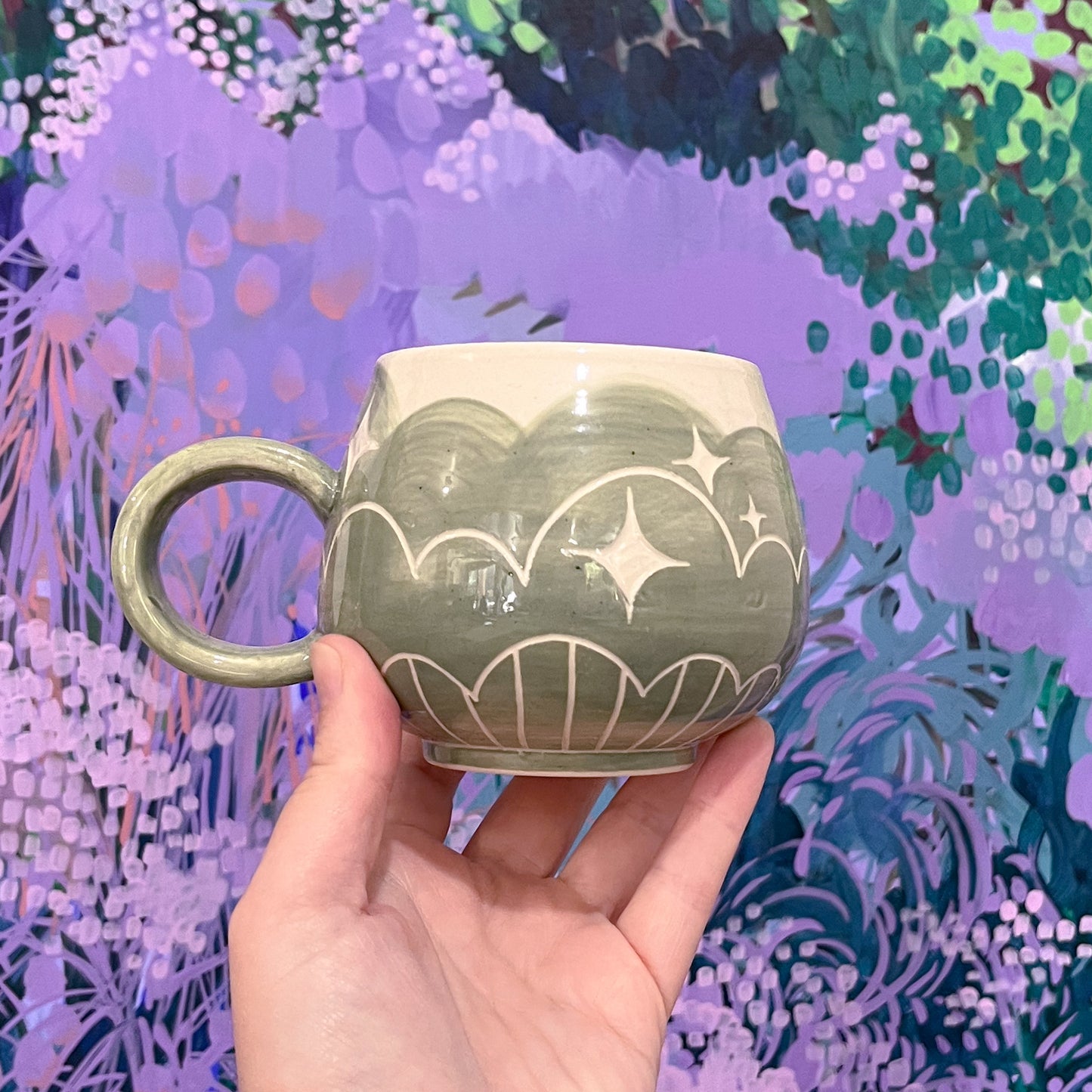 Green Cloud Bottom Mug A