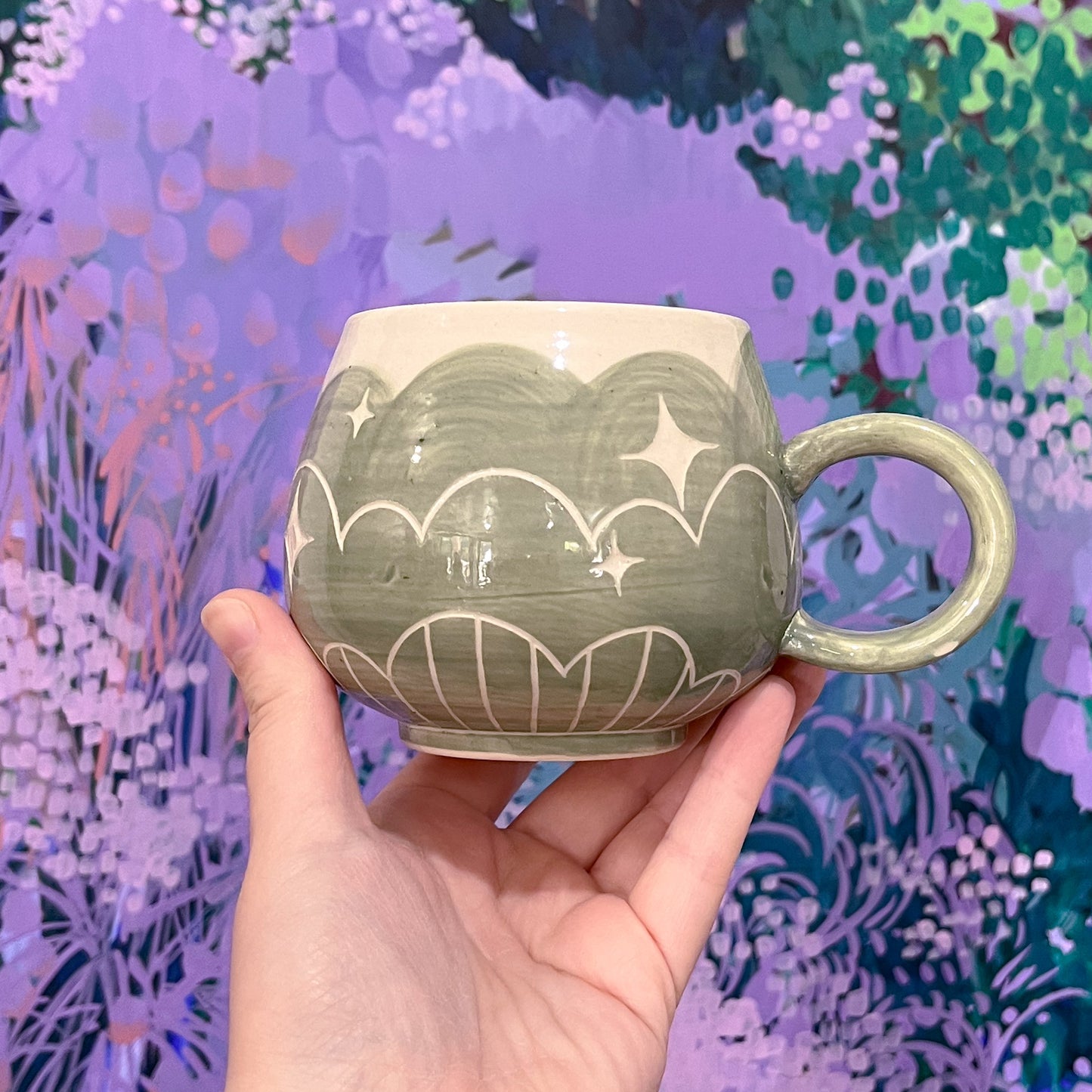 Green Cloud Bottom Mug A