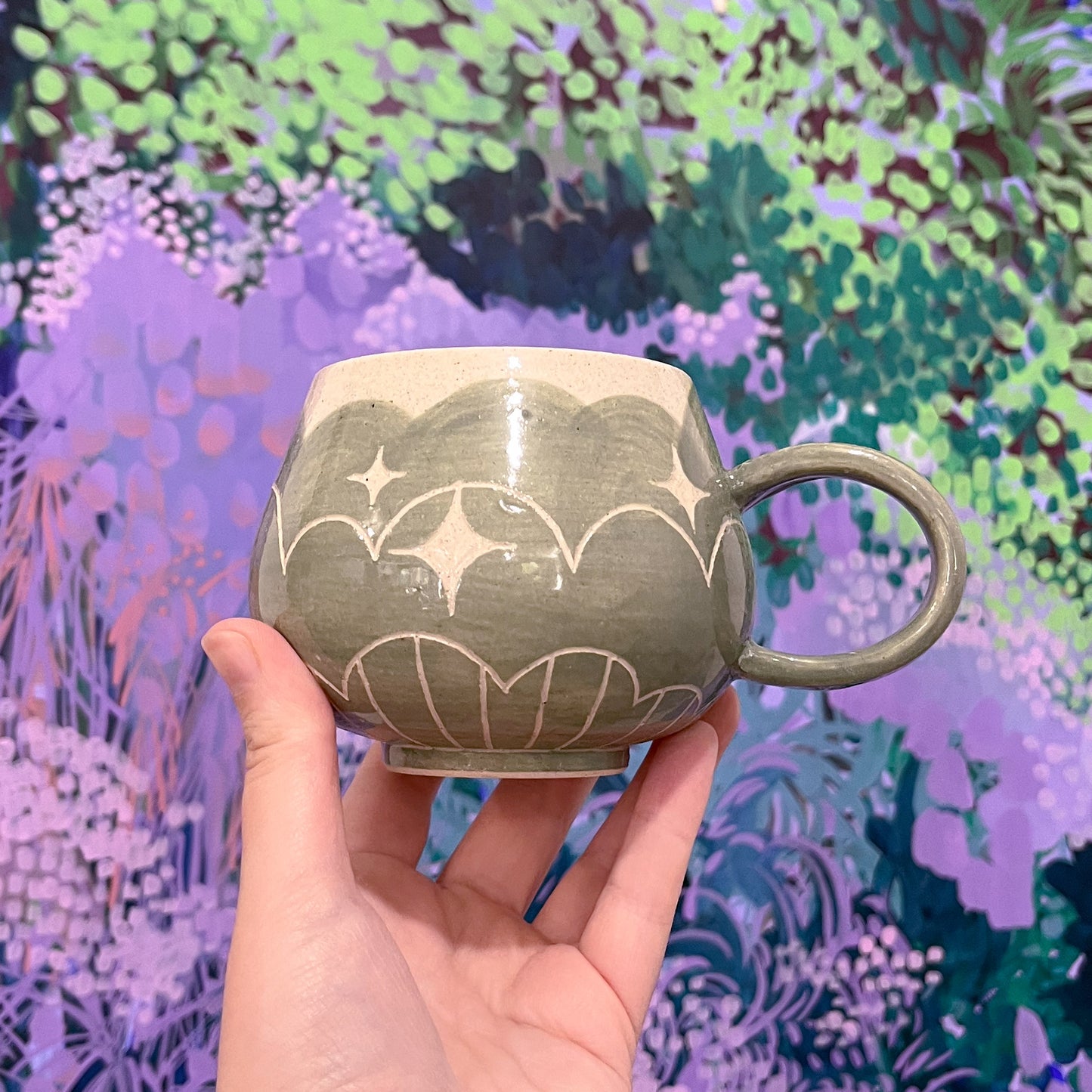 Green Cloud Bottom Mug C