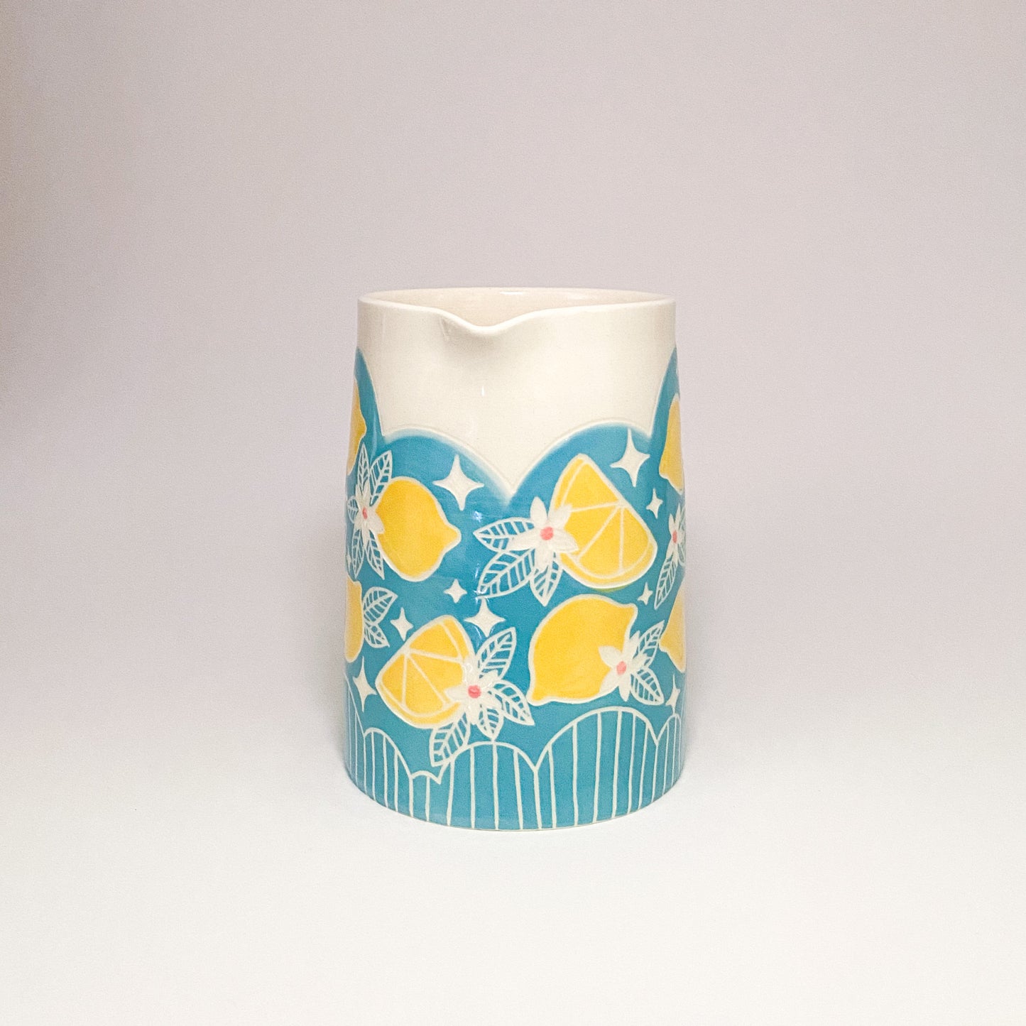 Blue Pitcher with Lemon