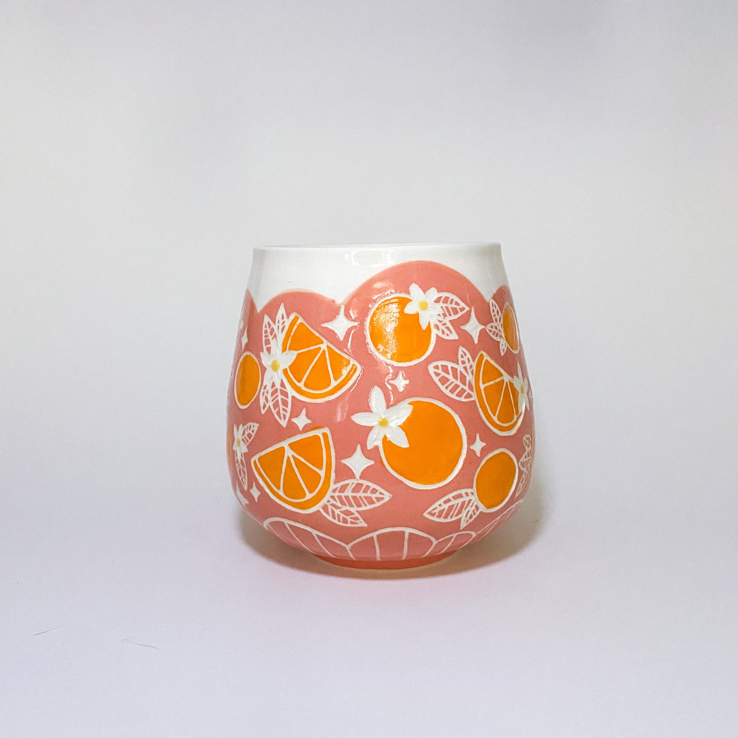 Peach Mug with Oranges