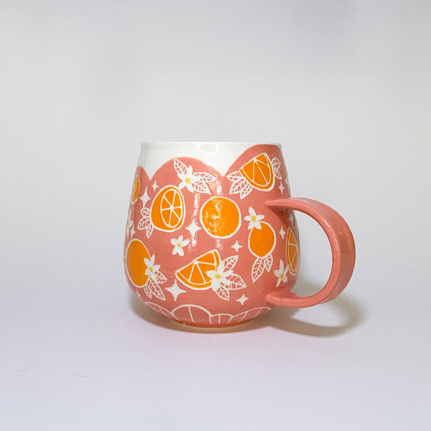 Peach Mug with Oranges