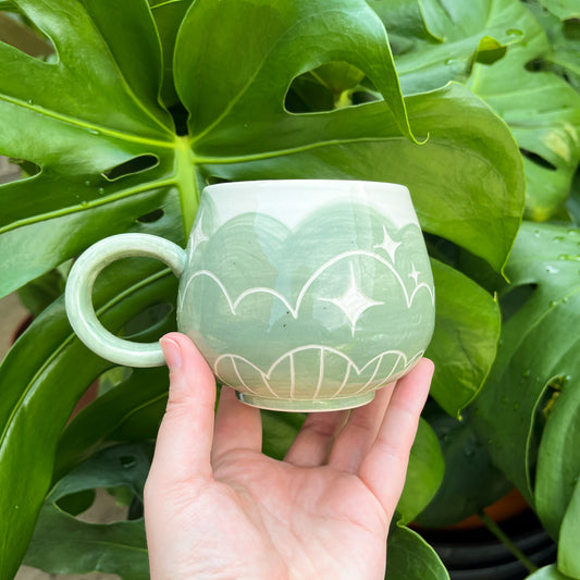 Green Cloud Bottom Mug