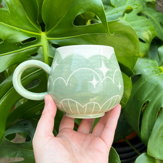 Green Cloud Bottom Mug