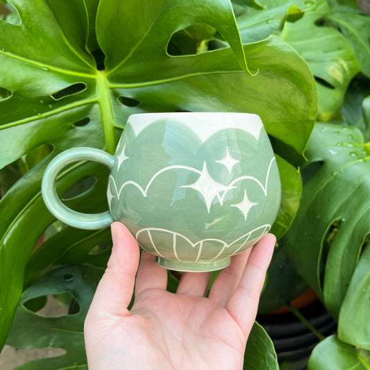 Green Cloud Bottom Mug