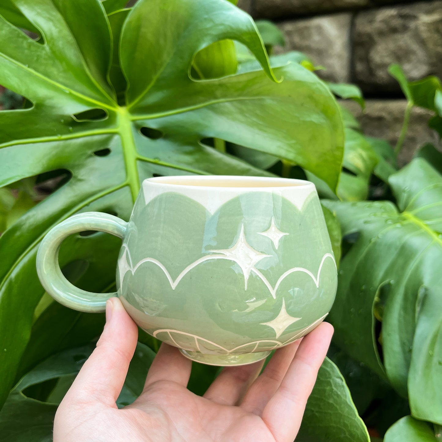 Green Cloud Bottom Mug