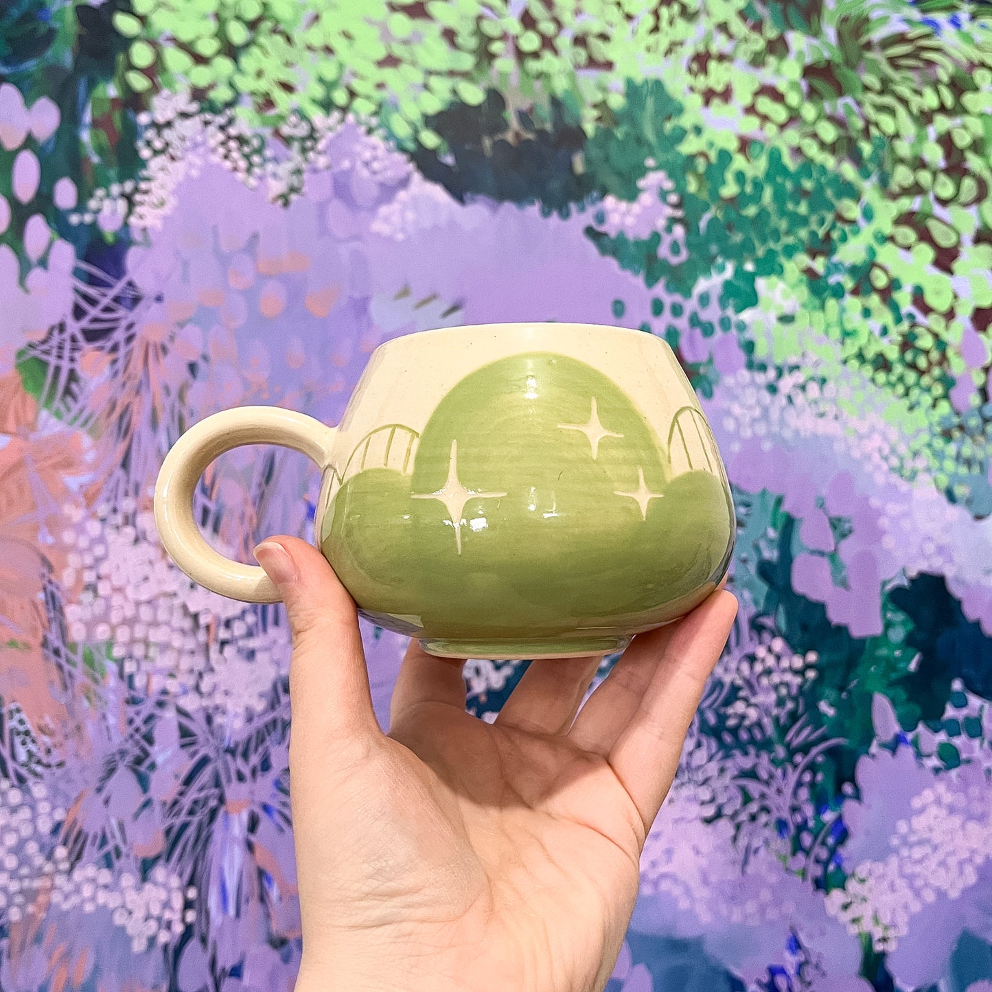Green Cloud Bottom Mug