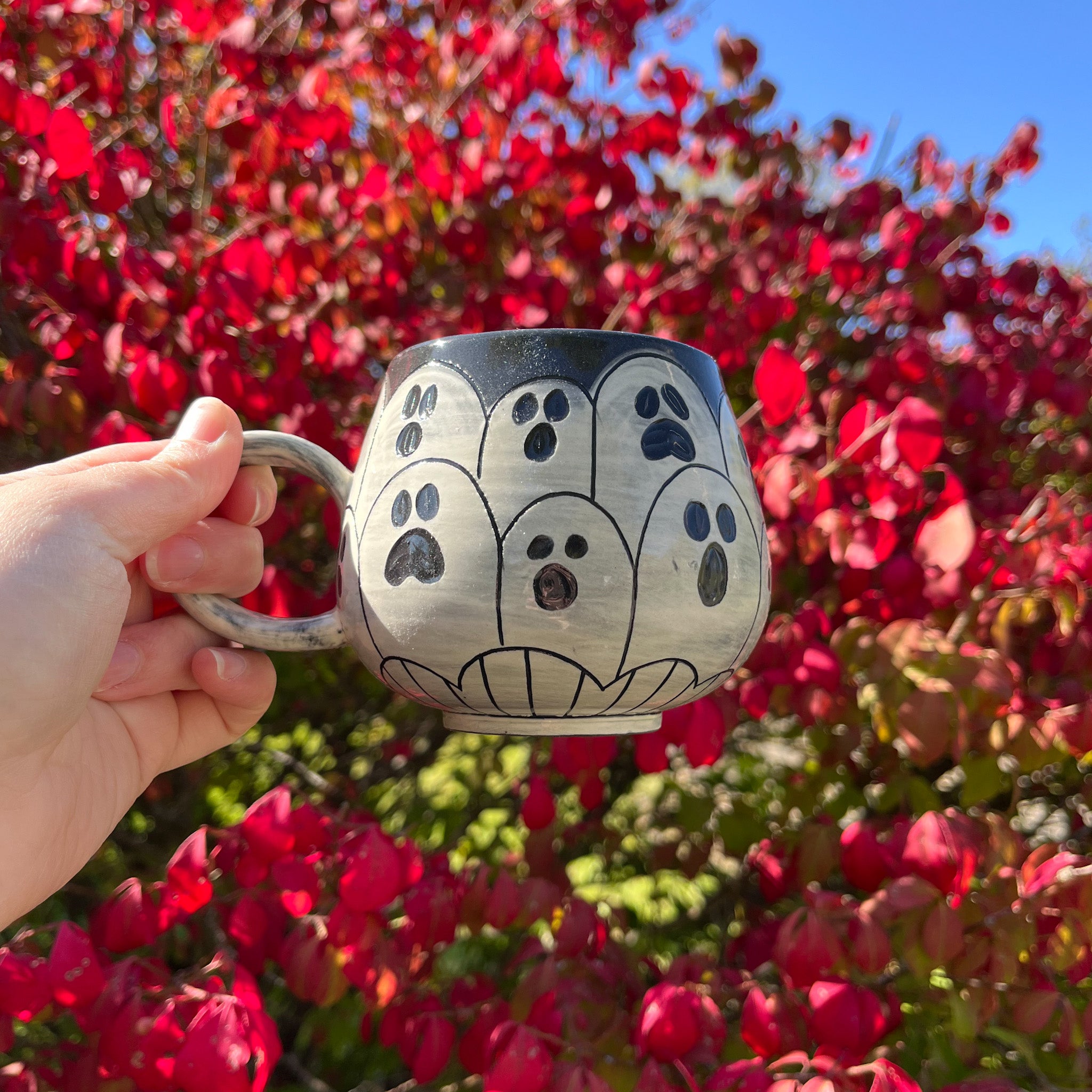 Cute Ghosts Fall Glass Mug in 2023