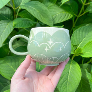 Green Cloud Bottom Mug
