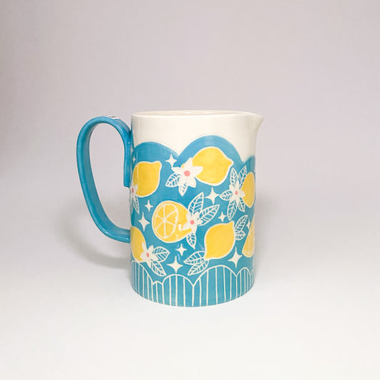 Blue Pitcher with Lemon