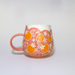 Peach Mug with Oranges